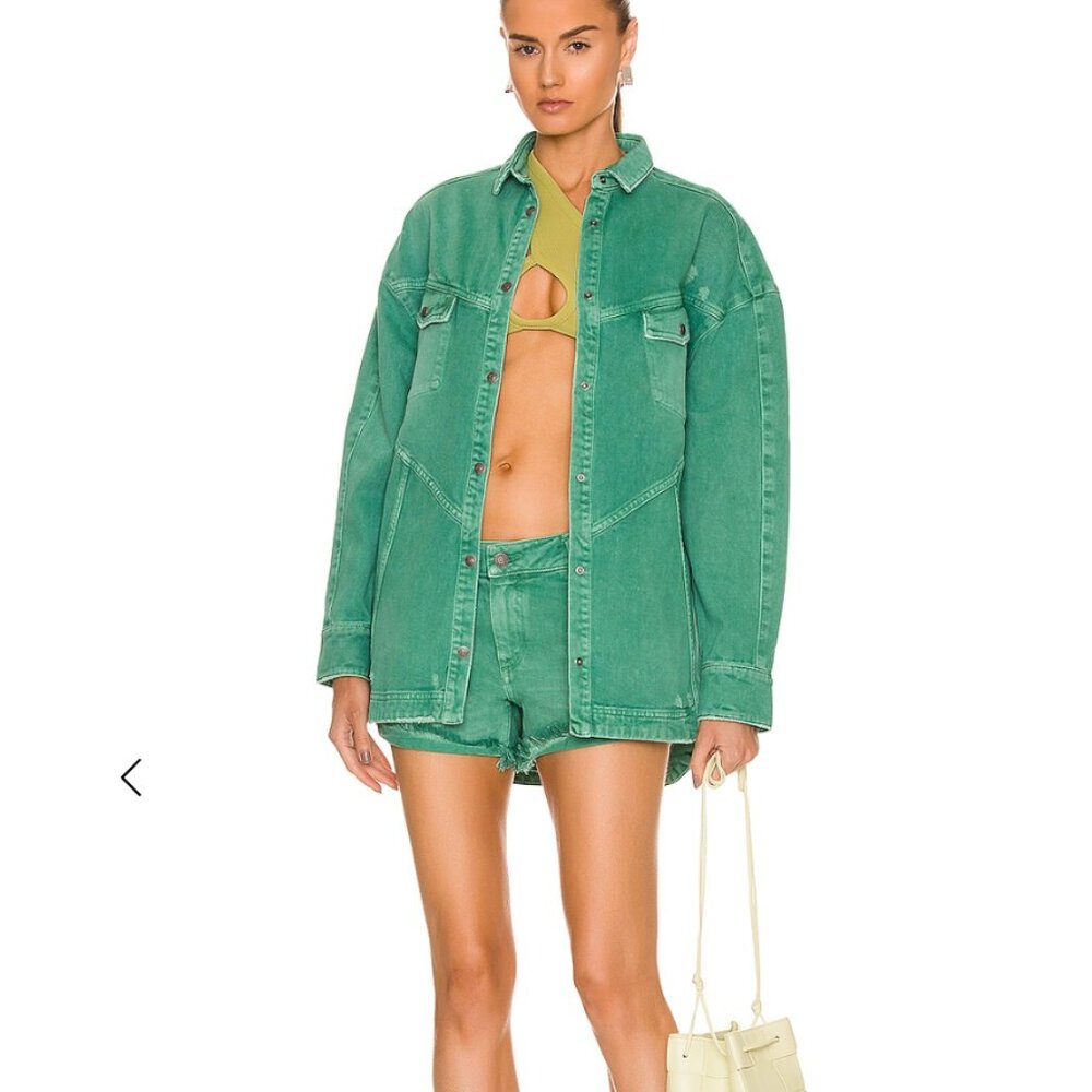 SER.O.YA Lex Distress Jean Shorts Vintage Jade Green SIZE 26 - Picture 2 of 13